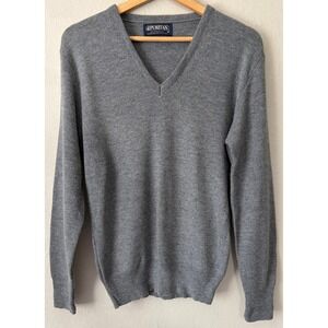 Puritan Mens Vintage Gray V-Neck Sweater Size M Made in USA Acrylic Knit